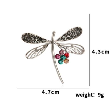 Djurbrosch för män och kvinnor Flower Dragonfly - Metal Easy Needle