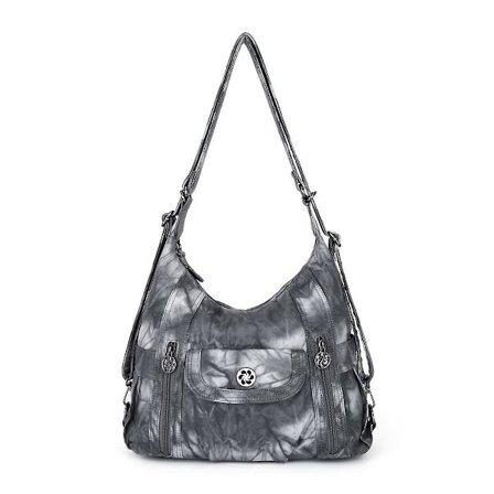 ANGEL KISS A-0118-5G PU Lær Skulderveske med Glidelås for Kvinner Justerbar Crossbody Veske