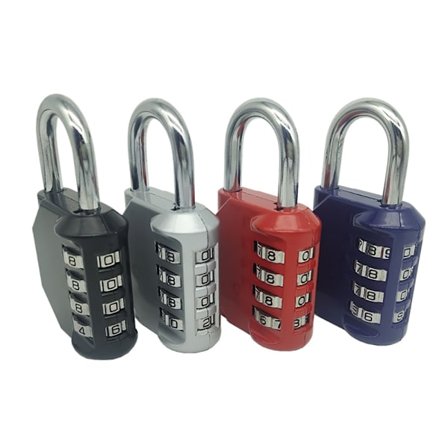 Sæt med 4 stk. kodelåse med kode, hængelås med kode til skab
