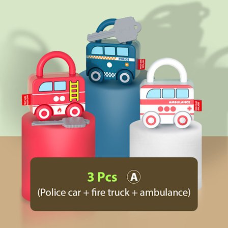 3 st Kids Learning Locks med nycklar Montessori billeksaker