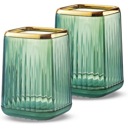 IC 2-osainen meikkisiveltimen teline Organisaattori, akryyli kulta meikkisiveltimen teline säiliö kylpyhuoneen pöydälle, siveltimen teline meikkikupit