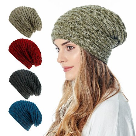 1 stk Vinterlue for Unisex Ensfarget Ull Strikket Lue Dame Utendørs Varm Plus Fløyel Lue Beanie Turban Bonnet Grønn