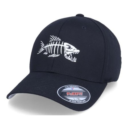 Skillfish - Svart flexfit Keps - Fish Bones Black Flexfit @ Hatstore