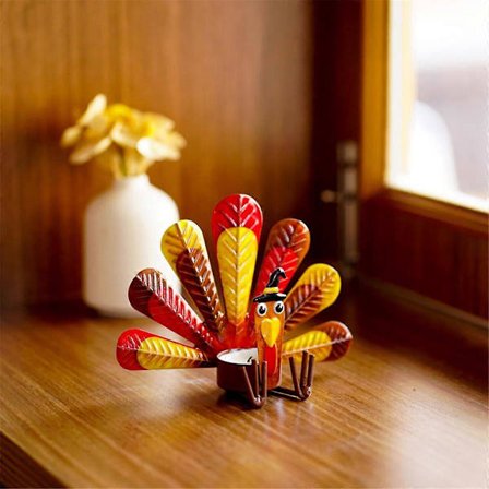 2-pack Metall Kalkon Ljusstake, Thanksgiving Ljusstake, Metall Kalkonform Ljusstake för Thanksgiving