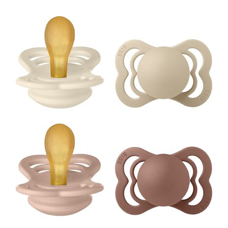 BIBS Supreme Latex Sutter - 4-pak Ivory/Vanilla/Blush/Woodchuck Str. 1, Børn & Forældre, Sutter, Latexsutter