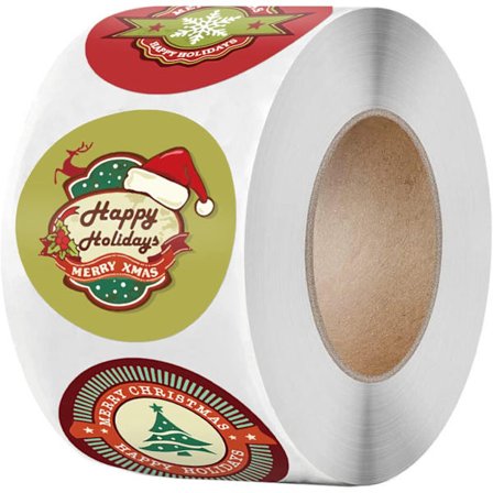 God Jul-klistermärken, 500 st 1,5" runda dekorationer