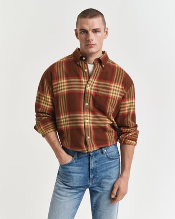 GANT Herren Oversized Twillhemd aus Flanell (S) Braun