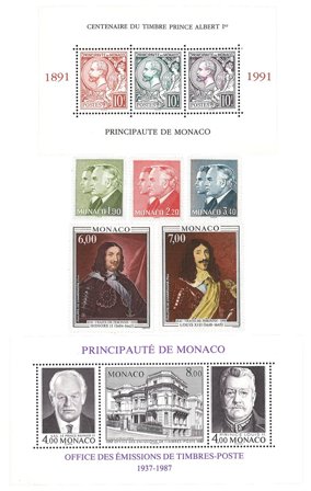 Monaco - Royale - 2 miniark og 5 frimærker fra 1985-1991 - Postfrisk