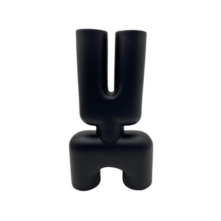 Sort polyresinvase, kykladisk design, 19x7x32 cm