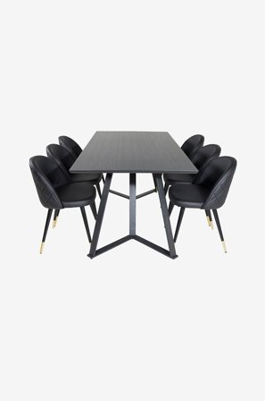 Venture Home - Ruokailuryhmä Maggie ja ruokapöydän tuolit Valleta, 6 kpl - Musta - Ruokailuryhmät - - Homeroom