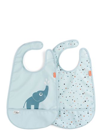 Done by Deer Bib W/Velcro 2-Pack Elphee Blue - Multi/patterned - 42X 26.5CM