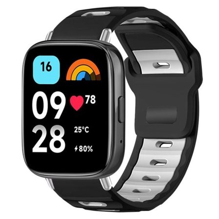 Silikonarmband till Redmi Watch 3 Active / Watch 3 Lite - Svart/Vit