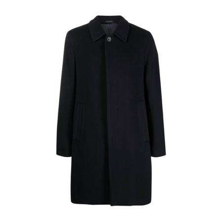 Giorgio Armani Single-Breasted Coats Blå, Herre Uldfrakker