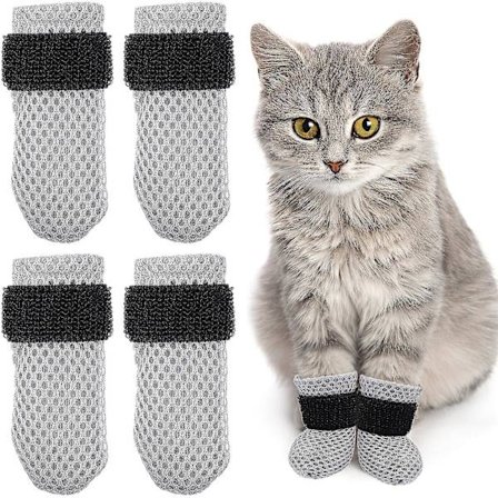 4 kpl Kissan jalkasuojat Anti-Scratch Kissan jalkojen suojat Kissan Tassu Hihat Kissan saappaat Kengät Sukat Kynsikorkit -bp