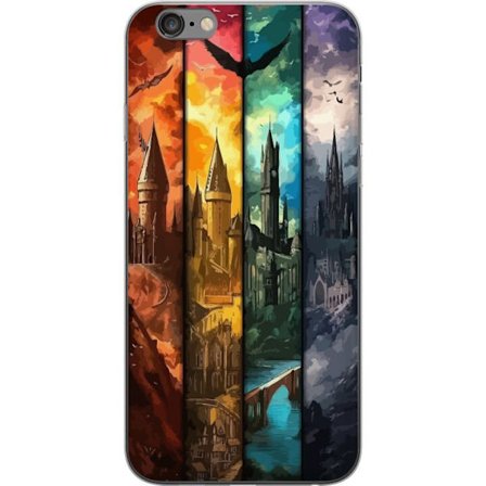 Kompatibelt Mobilskal till Apple Apple iPhone 6 Plus Fyra magiska slott i olika elementfärger, episk fantasykonst med eld vatten luft och mörker i d
