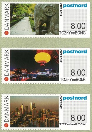 Danmark - Udstilling CICE 2017 Nanjing, Kina - Postfrisk sæt udstillingsmærker 3v TGZ