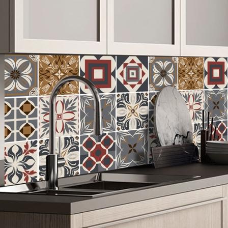 Flise klistermærker til badeværelse og køkken 20 stk 15x15 cm - PS00009 Vandtæt PVC klæbende vægdekoration Azulejos mosaik cementfliser