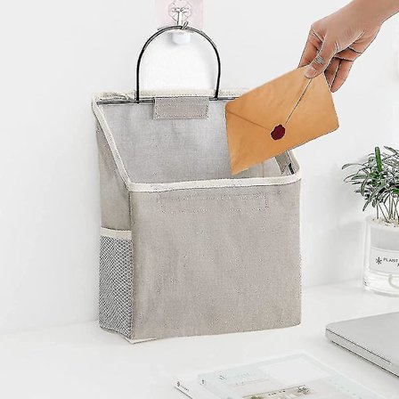 1 Pak Væghængende Opbevaringspose Med Klæbende Krog, Skabshængende Opbevaring Til Lomme, Badeværelse Kollegie Organiseringspose (grå)