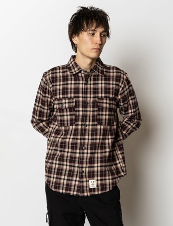 Fat Moose Adrian Cotton Check Shirt - Burgundy - S