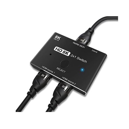 HDMI 2.1 Riktad Switch Ultra HD 8K Hög Hastighet 48Gbps 2 in 1 Ut 8K @ 60Hz 4K 120 Splitter Konverter Kompatibel med YEMAESRE Skärmar