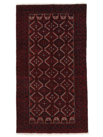 Tapis Baloutche 108X195 Noir/Rouge Foncé (Laine, Perse/Iran)