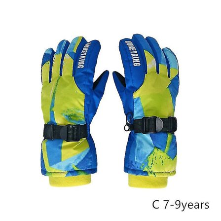Vinterskidhandskar för barn 4-12 år, vattentäta, varma, vindtäta snowboardhandskar för pojkar, utomhusskidåkning, cykling