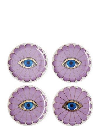 Jonathan Adler Fleur Coasters - Purple - ONE SIZE