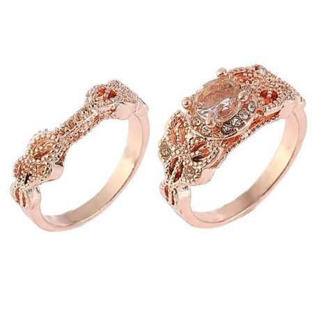 1 Set Damring med Strass Inlagt Vintage Legering Rund Kvinna Diadem för Frieri