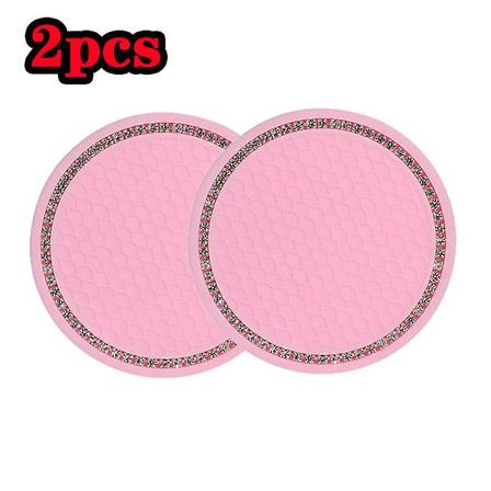 Automukinpidike 2kpl Pinkki Insert Coaster Bling tekojalokivi Liukumattomat matot Autot Universal Sisustustarvikkeet Naisille| | 2pcs pink