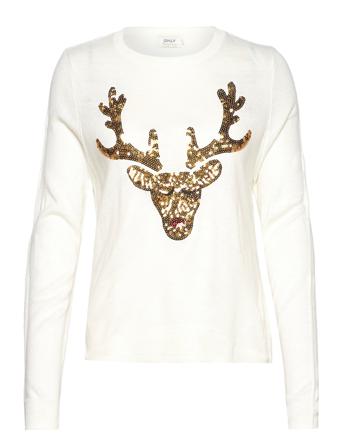 Onlxmas L/S Pullover Ex Knt Villapaita Valkoinen ONLY