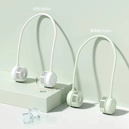 Vikbar uppladdningsbar nackhängande fläkt sport lat bärbar hushåll liten fläkt bladlös kylning sommar bladlös fläkt