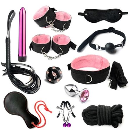 10~12 stk./sett BDSM Bondage Håndjern Pisk Bind for øynene Sexy Leker for Par Verktøysett Sexyshop Erotisk Tilbehør Sex Restriksjon Sett