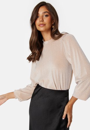 VILA Augustina L/S Glitter Top Black Klær