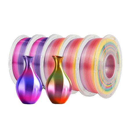 JAYO PLA och SILK Regnbågsfilament, 1,1 kg Nettovikt, 1,75 mm Diameter,SILK Regnbåge 01 02