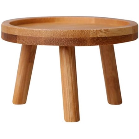 Blomsterpotteholder i tre - Høy krakk for balkong - Rund hylle for innendørs og utendørs bruk (8x8x7cm)