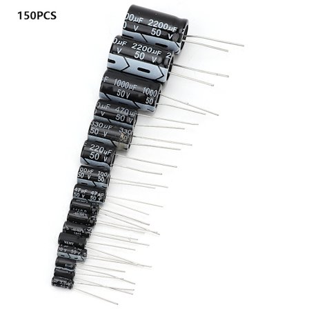 150 st Elektrolytkondensator Kit 50V 1uF till 2200uF Elektrolytkondensator Sortiment