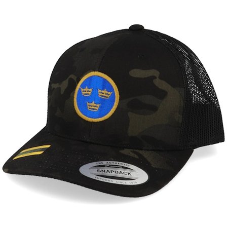 Army Head - Camo trucker Cap - Swedish Air Force Multicam Black Trucker @ Hatstore
