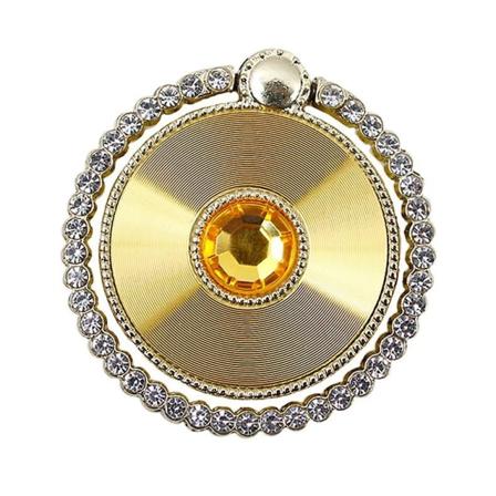 Rhinestone Dekor Foldbar Ringbeslag Telefonholder Galvaniseret Stilfuld Mobil Støttefod - Gul Yellow