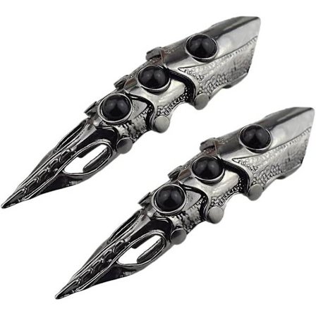 2-delad knogring i full knogring Halloween gotisk full knogring rustning ledad ring