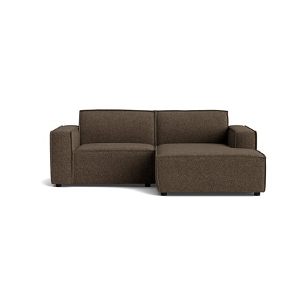 Lyon kleines Chaiselongue-Sofa, rechts, Modesto Braun, kompakte Version unseres Bestsellers, modernes Design, platzsparendes Ecksofa, 80cm.