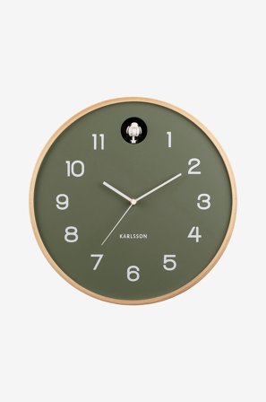 Karlsson - Veggklokke Natural Cuckoo - Grønn - Veggklokker & bordklokker - Fra Homeroom