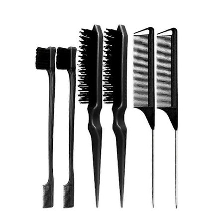 BlackTeasing børste, 6 stk. hale kam, dobbeltkantet kam, kam børstesæt, tackling børste, til frisørsalon, kvinder, mænd