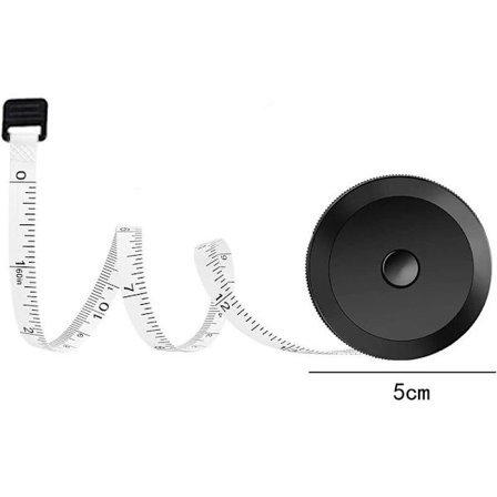 Dobbeltsidet rulleformet målebånd Sort 1,5 m