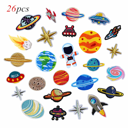 Broderte stryke-på-lapper, 21 stk. Planetbroderte klistremerker Stryke-på-lapper Applikasjoner Sy-på-lapper Stryke-på-overføringer Dekaler