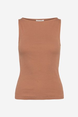 CAMILLA PIHL - Peggy Rib Boatneck Top - Camel - XXL