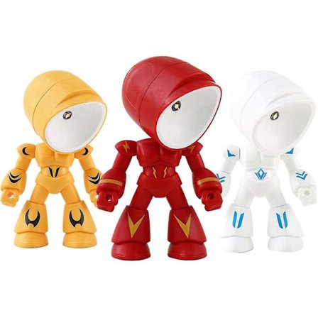 3 stk. Mini LED Mecha Natlampe Sød Lille Helt Figur Lampe Foldbar Robotter Lille Bordlampe Gave Til Fødselsdag