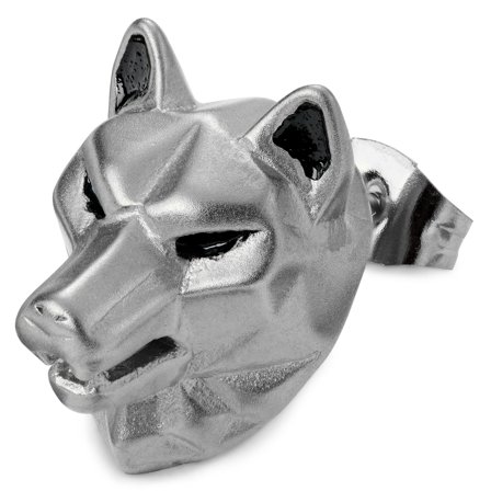 Stalowy kolczyk z wilkiem Jax dla mężczyzn
