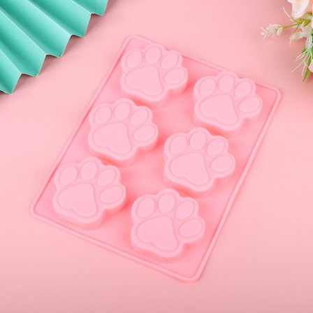 1Pc 6Cavities Dejlig Hund Kat Paw Fondant Kage Silikone Form DIY