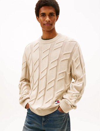 Tommy Jeans Tjm Reg Chunky Cable Knt Swt Ext - Cream - L