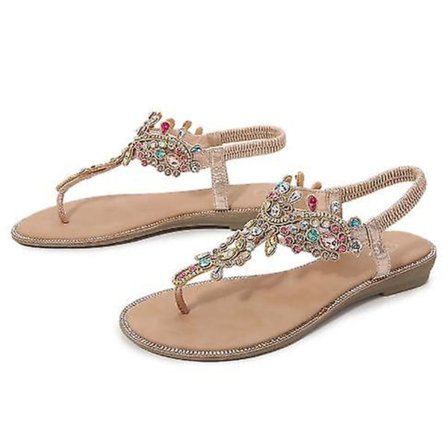 Rhinestone Sandaler, Dame Flate Sandaler, Flip Flop